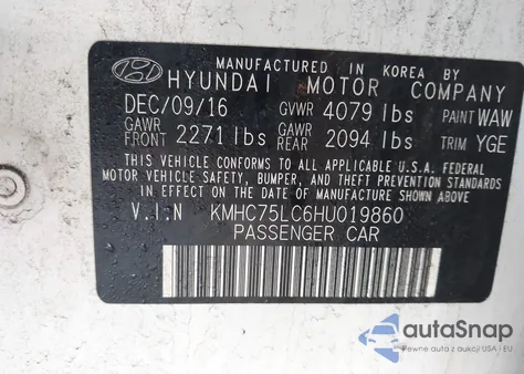 2017 Hyundai Ioniq Hybrid Sel z USA, uszkodzony, nr VIN KMHC75LC6HU019860